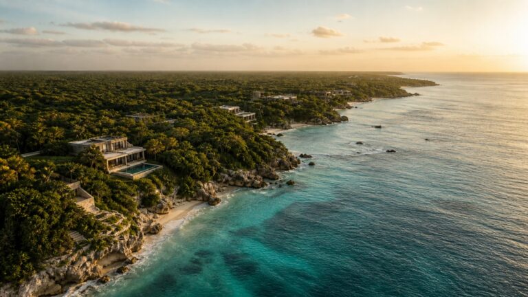 Vue du littoral et des quartiers de la Riviera Maya
